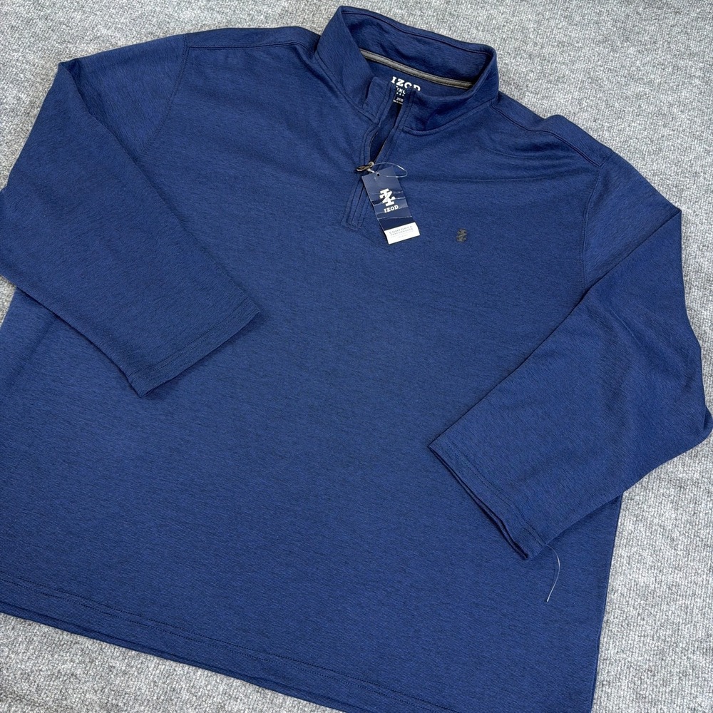 IZOD Luxury Pullover Men 3XB Navy Blue Golf Performance 1/4 Zip Big 3X NEW